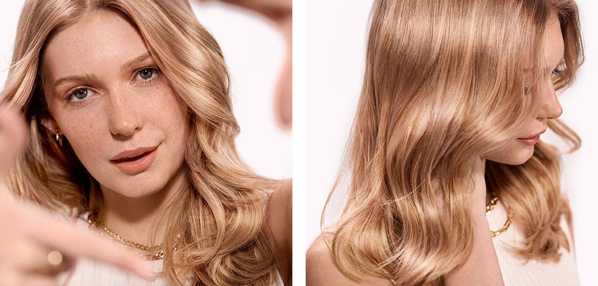 eine junge Frau mit blonden gewellten langen Haaren